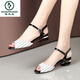 Woodpecker brand fishmouth shoes flat heel 2025 summer new style empty one-liner sandals women's shoes European and American women's shoes black 41