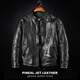 PJL New Men's Fashion Genuine Leather Casual Retro Stand Collar Washed Distressed Sheepskin Venom Black M (130Jin Jin is equal to 0.5kg or less)