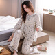 SHUO GU JIN official pajamas for women spring and autumn pure cotton long sleeve women autumn cotton large size autumn and winter thin casual home clothing X1517 whale ash M Recommended 80-100Jin [Jin equals 0.5 kg]
