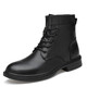 Dragonfly Brand 2025 Top -Layer Cowide Herren Martin Boots Herren Hohe Top British Style Large Code Echtes Leder Schwarz Arbeit Leder 6636 Schwarz plus Velvet -Baumwollschuhe glänzend Leder 40
