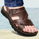 Broken Dock Layer Cowide Massage Bottom Sandalen echte Leder -Sommer -Sommer -Sandalen für Herren -Strandschuhe braun 9928 [obere Schicht Cowhide + Massage unten] 42