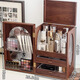Wei rotating cosmetics storage box desktop high-end large-capacity dressing table perfume and skin care 2025 new storage rack North American black walnut 3-layer square cosmetics storage rack + makeup brush position