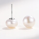 Yushangzhenpin S999 sterling silver freshwater pearl earrings for women, ear piercing earrings, light luxury, high-end, simple earrings gift, 9.5-10mm pearl earrings with silicone ear plugs