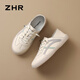 Женская белая туфли ZHR Why White Whorn's Women's Wersatile Real Cowhide Женская обувь легкая и дышащая студенческая повседневная обувь для женщин A67N Rice Grey 36