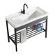 CLCEY balcony hand sink ceramic washing basin stainless steel bracket basin laundry sink with washboard balcony ultra-deep washing tank 1048 single basin with drain nr