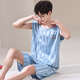 
Yimuqi summer men's pajamas men's children junior high school students ice silk summer thin vest pajamas summer large size love 9905 silver gray men L men (100-120 Jin [Jin equals 0.5 kg])