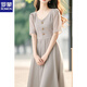 Romon (Romon) 2025 Neues Sommer-High-End-Kleid mit kurzärztem Kleid für Frauen, würdiger und atmosphärischer langer Rock cooler Stil Graues Chiffon Grey Kleid xl