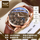 Channel Exclusive 2024 New Men's Fashion Watch Business Trendy Belt Watch Men's High-Value Watch Commander Style Brown Strap