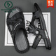 Spechts Sandalen Herren 2025 Neue Sommer im Freien Dual-Use Non-Rutsch-Strandschuhe Leder Leder-Sandalen Pantoffeln Männer schwarz 39