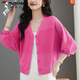 
Woodpecker (TUCANO) ice silk knitted cardigan sun protection thin coat for women 2025 summer new long-sleeved small blouse shawl top black 4XL