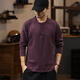 JEEP SPIRIT American classic Henry collar pure cotton long-sleeved T-shirt men's 2025 autumn casual sweatshirt men's loose bottoming shirt top purple XL