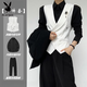 Playboy (PLAYBOY) suit vest, white, handsome, unisex, elegant, British gun lapel suit, casual waistcoat for men, black vest without brooch + black shirt + black trousers L Recommendation 105-125