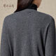 Ordos 1980 Autumn and Winter Cashmere Round Neck Simple Cardigan Jacket Women's Long Sleeve Cashmere Cardigan Dark Gray-25 L 165/88A