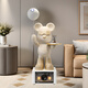 British high-end starry sky lamp karaoke audio violent bear ornaments large large floor-standing TV cabinet next to the sofa high-end light luxury pink large total height 139.5cm