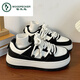 啄木鸟百搭松糕小白鞋女春夏季小众厚底板鞋2025新款增高休闲运动鞋 米白色 35