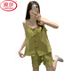 Langsha (Langsha) Yunduo-Baumwollpyjamas für Frauen im Sommer mit Brustpolster Sexy Hosentender Set modische High-End-Heimkleidung für Frauen kann außerhalb von 9226 Green 2xL getragen werden (empfohlen 140-160jin [Jin gleich 0,5 kg])