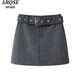 Viainosqinenosshiman tienda insignia oficial 2025 Spring Nuevo producto Cinturón casual falda falda mujer 3523 humo gris humo gris s