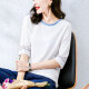 恩若凡七分袖t恤女时尚女装洋气显瘦遮肚夏季2025年棉中袖装宽松短上衣 1XS337白色+W6172冰蓝 M 均码