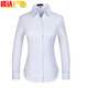He Jiagong CCB Work Olde Женская формальная одежда White Foade синий вертикальный полосатый рубашка с короткими рукавами.