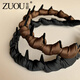 Zuoou black high-ceiling beautiful hairband with teeth and backward wear fluffy headband high-end daily wear versatile hairpin hair bundle black single pack