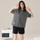 Pang Donglai DL Same style 2025 PAJAMAS POUR FEMMES EN SUMPRE CHEPAGE CORÈS DE COURRES POUR LES STRIPES NOIRS À PORTER AUTOBLES AUTUMES DE MAISON IMPILE YZT9859_SET 3XL_SUGSETED 150-170JIN [Jin est égal à 0,5 kg]