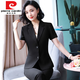 
Pierre cardin summer thin short-sleeved suit professional suit women's formal work clothes 6623 black suit + trousers S wear 80 Jin [Jin equals 0.5 kg]