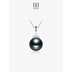 Tahitian Black Pearl Pendant 18K Gold Diamond Necklace Light Luxury Jewelry Necklace Clavicle Chain Gift for Girlfriend S Class Perfect Round_Flawless_With Thickened White 18k Gold 11-12mm