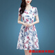 
Fuze middle-aged and elderly mothers ice silk dress summer new retro belly-covering printed round neck slim A-line skirt Ice silk 9901 skirt M