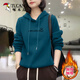 Woodpecker más sudadera con capucha engrosada de terciopelo para mujeres en primavera, otoño e invierno de mediana edad de mediana edad de carne adelgazante de carne para adelgazamiento (agregando terciopelo) M _ Sugerada 80-95 Jin [Jin equivale a 0.5 kg]