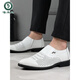 Specht 2025 Sommer atmungsaktiven Herrenschuhen hohl Ledersandalen Herren britische formale Lederschuhe Herren-Lederloch Casual Schuhe Weiß weiß Hohlstil C1098-1 38