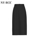 NY-RCE2025 Primavera y verano Nuevo estilo Tinsel Tinsel Traje Skirt Clause de falda de un solo paso Slit, falda de longitud media, negra (falda 65360) s