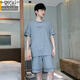 Modal men's pajamas spring and summer shorts shorts pure cotton young and middle-aged large size casual Korean style home clothes 9928 [H series men's short-sleeved shorts suit] L [100-125Jin [Jin equals 0.5 kg]]