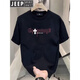 JEEP SPIRITJEEP PIRIT220克纯棉复古黑色上衣情侣装2025新款美式显百搭圆领 2024V695黑色2025 M