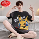 
Langsha men's pajamas summer pure cotton short sleeve shorts thin cartoon cute teenager large size boys' home clothing suit Daimeiya-6627 L small size L code (90-110Jin [Jin equals 0.5 kg])