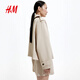 H/M Kurzjacke 2025 Sommer Neue Mode Frauen-Leinen-Blend Übergroße Jacke 1262912 Leicht Beige S 160/88
