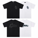 WALKING BEAUTY跨境批发am和平鸽流漆涂鸦字母TShirt星空经典logo短袖情侣T恤iri 691白色 S