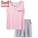 Catman (MiiOW) pajamas for women in summer pure cotton 2025 new vest suspender sleeveless women's summer casual home clothing summer LB: 9902 women's apricot bow English love pure cotton M [soft and skin-friendly, comfortable pure cotton]