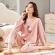 Fat Donglai Pyjama Damen Frühlingsstil Winter reine Baumwolle Langarmhose Homewear 2025 neuer Stil Nachtwäsche XB9922-Damenmodell M Größe 80-100Jin Jin entspricht 0,5 kg