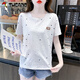 Holzspecker-Baumwoll-gedrucktes T-Shirt für Frauen im Sommer 2025 NEU LOOSSBEDEUTUNG DER BEDEUTUNG STANDILE T-Shirt Top Trend 1396# Blue Meteor XL ist für 120-134jin geeignet [Jin gleich 0,5 kg]