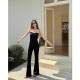 New summer hot girls must wear breasts and waist-retracting and micro-shaping fish bones and strapless V-neck sexy outerwear beautiful back top for women black [KK-K1048] 2XL