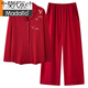 Modal Couple Pajamas Spring and Autumn 2025 New Red Cotton Long Sleeves Wedding Year of the Year Wedding Festive Newlywed Men and Women Suit AM-77599 Women's M
