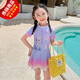 G.duck Little Yellow Duck Children's New 2025 Summer Girls Quick-Drying Sunscreen Internet Celebrity One-piece Swimsuit Seaside Baby Girl Thin Purple 90