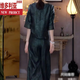 维多利亚的格调时尚简约通勤气质时尚洋气裤套装女2025夏季新款减龄宽松衬衫裤子 深绿色 M 建议90斤-105斤