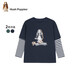 Hush Puppies casual style children's clothing boys autumn bottoming shirt long-sleeved T-shirt loose and comfortable casual long-sleeved crew neck shirt navy blue 130 cm slightly thin