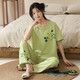 2025年新款棉睡衣女夏短袖套国风可爱夏七分裤卡通休闲家居服 9904 XL 【120-140斤】
