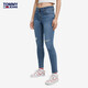 
TOMMY JEANS women's fashion ripped flag embroidery piece tight and slim elastic washing jeans DW0DW13784