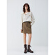 ELLE brown striped texture irregular lapel shirt for women 2025 autumn new design niche shirt striped L
