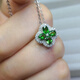 MHFDO tsavorite pendant tsavorite necklace four-leaf clover pendant huge bright green stem