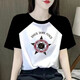 Camiseta de manga corta xcfreht para mujeres mangas de raglán empalmando verano 2025 Nuevo estudiante versátil con grasa suelta mm top A-9928 m