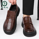 
Woodpecker laceless brown men's shoes spring 2025 new big-head business casual leather shoes solid color wide-head loafers GX9923 brown 38
